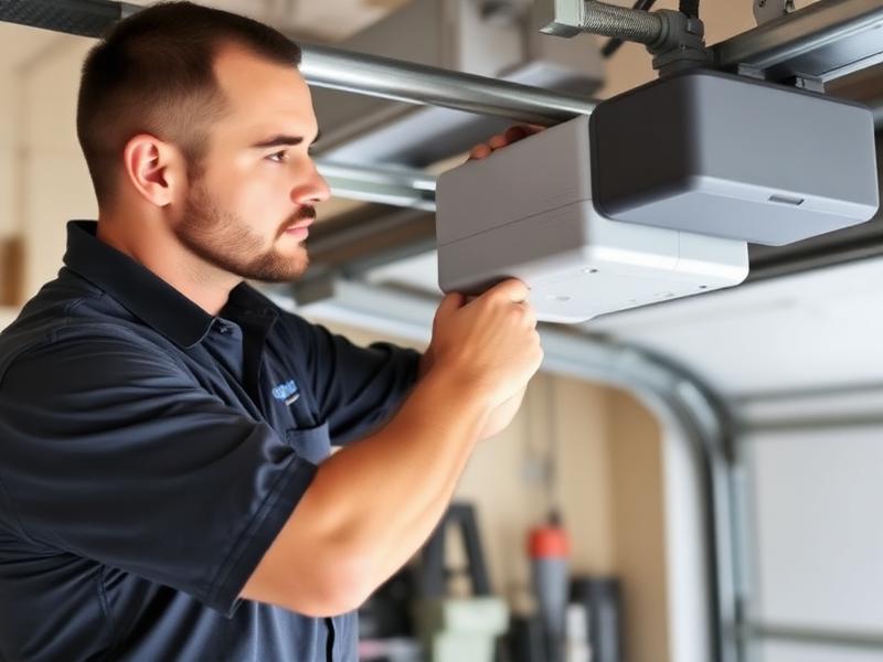 Expert garage door technician installing carriage-style door in Mogadore