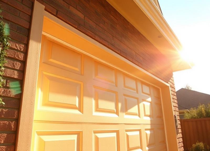 Well-maintained garage door on a sunny summer day with professional weather sealing
